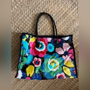 Maude Asbury Multicolor Floral Tote Bag with Black Handles
